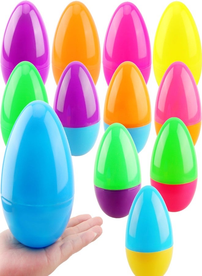 Haconba 12 Pack 6 Inch Jumbo Fillable Easter Eggs - Giant Bright Plastic for Decoration, Hunt, Theme Party Supplies, 6 Colors - Image 1